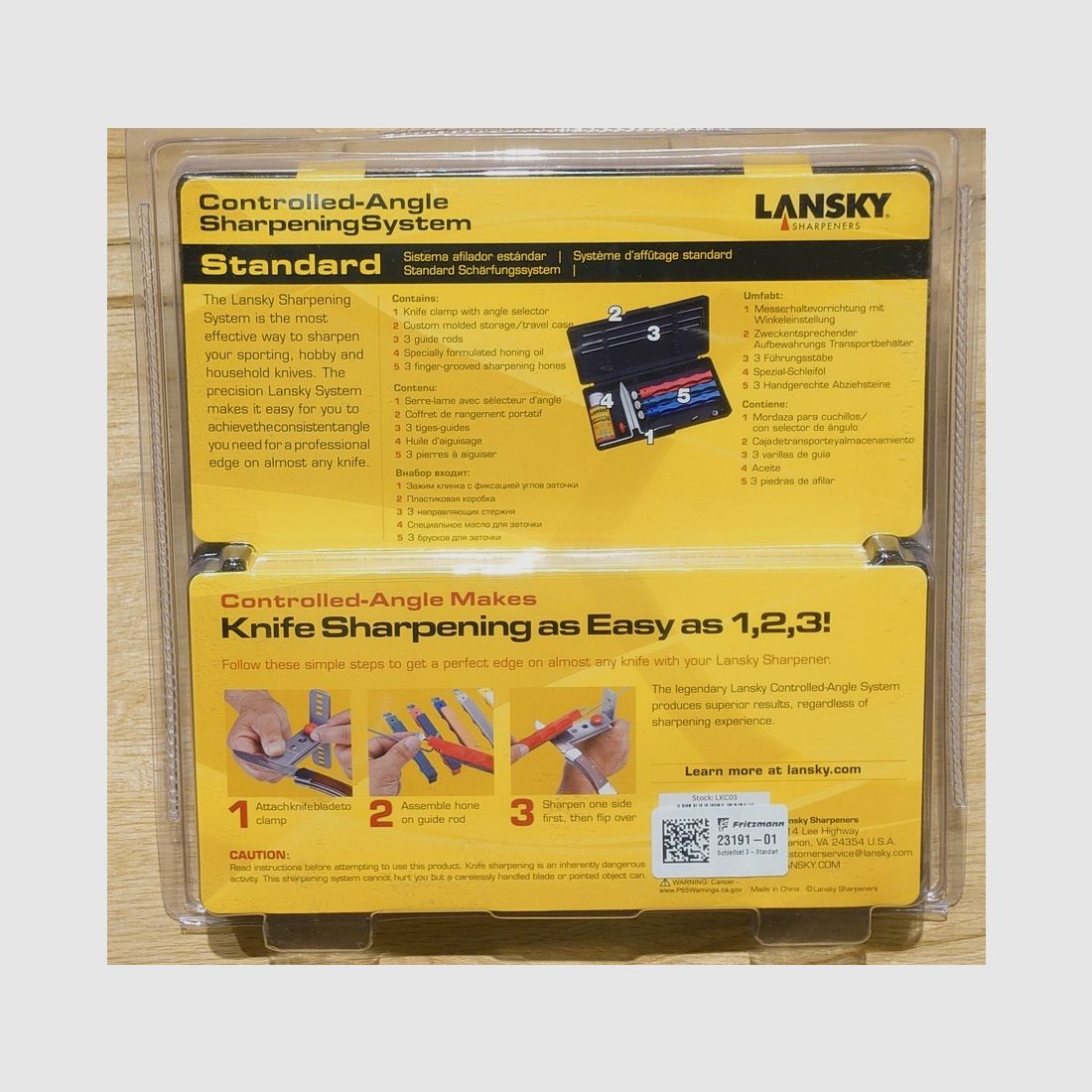 Lansky Messerschärfset mit 3 Schleifsteinen, Halterung, Hohningöl und Anleitung