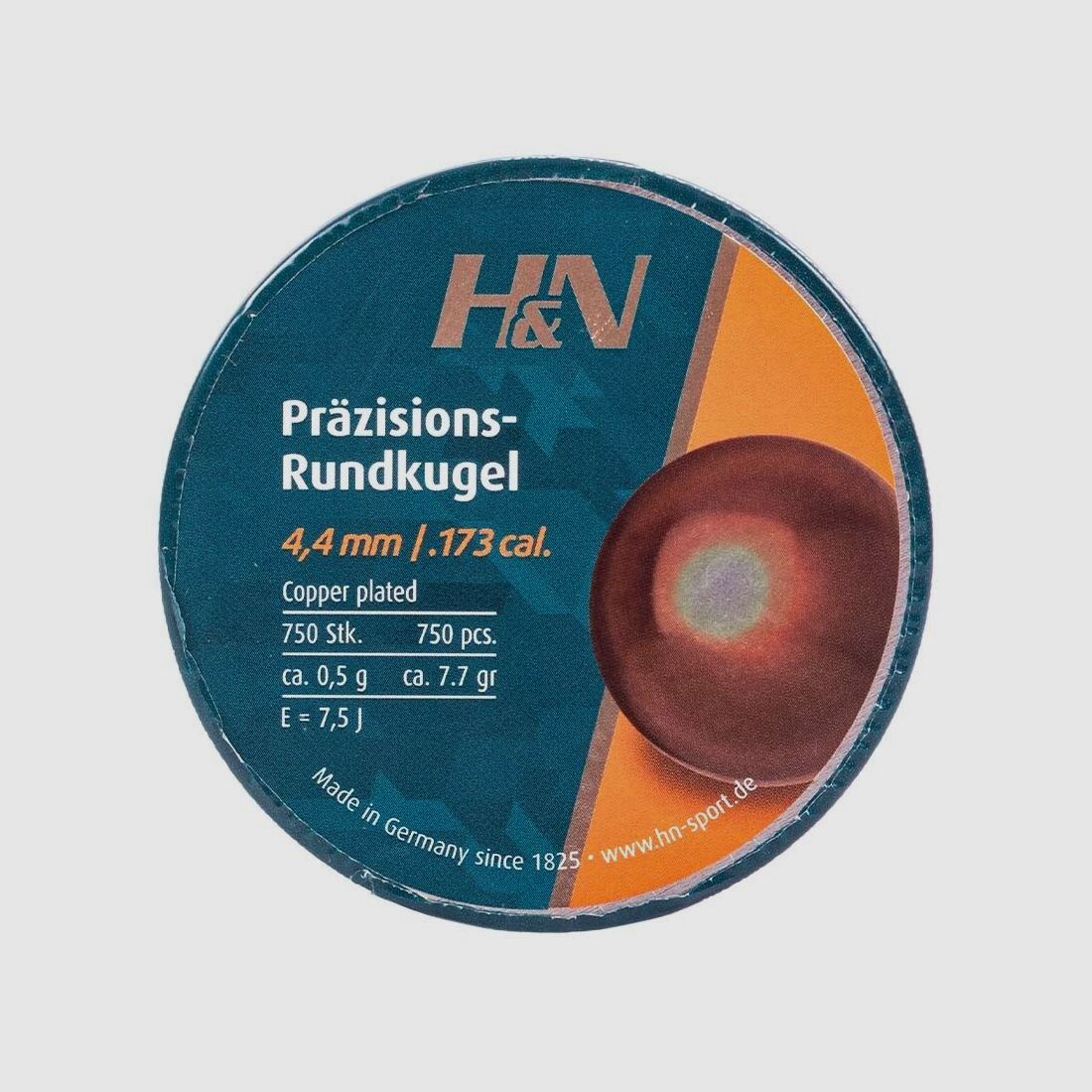 H&N H&N Proiettili a punta / Proiettili rotondi placcati rame / Cal. 4,4 mm /
