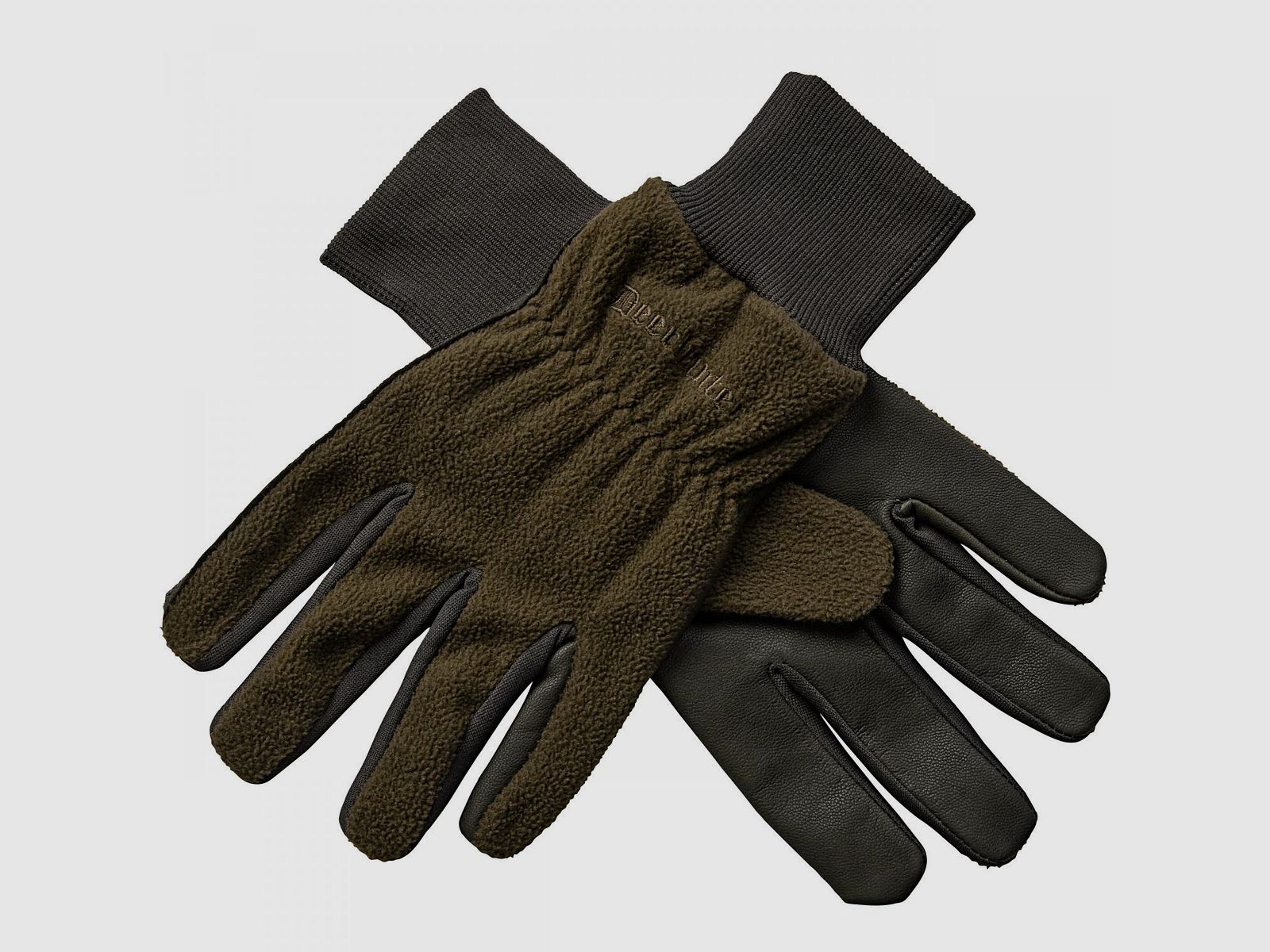 Fleece gloves with leather (Art Green)