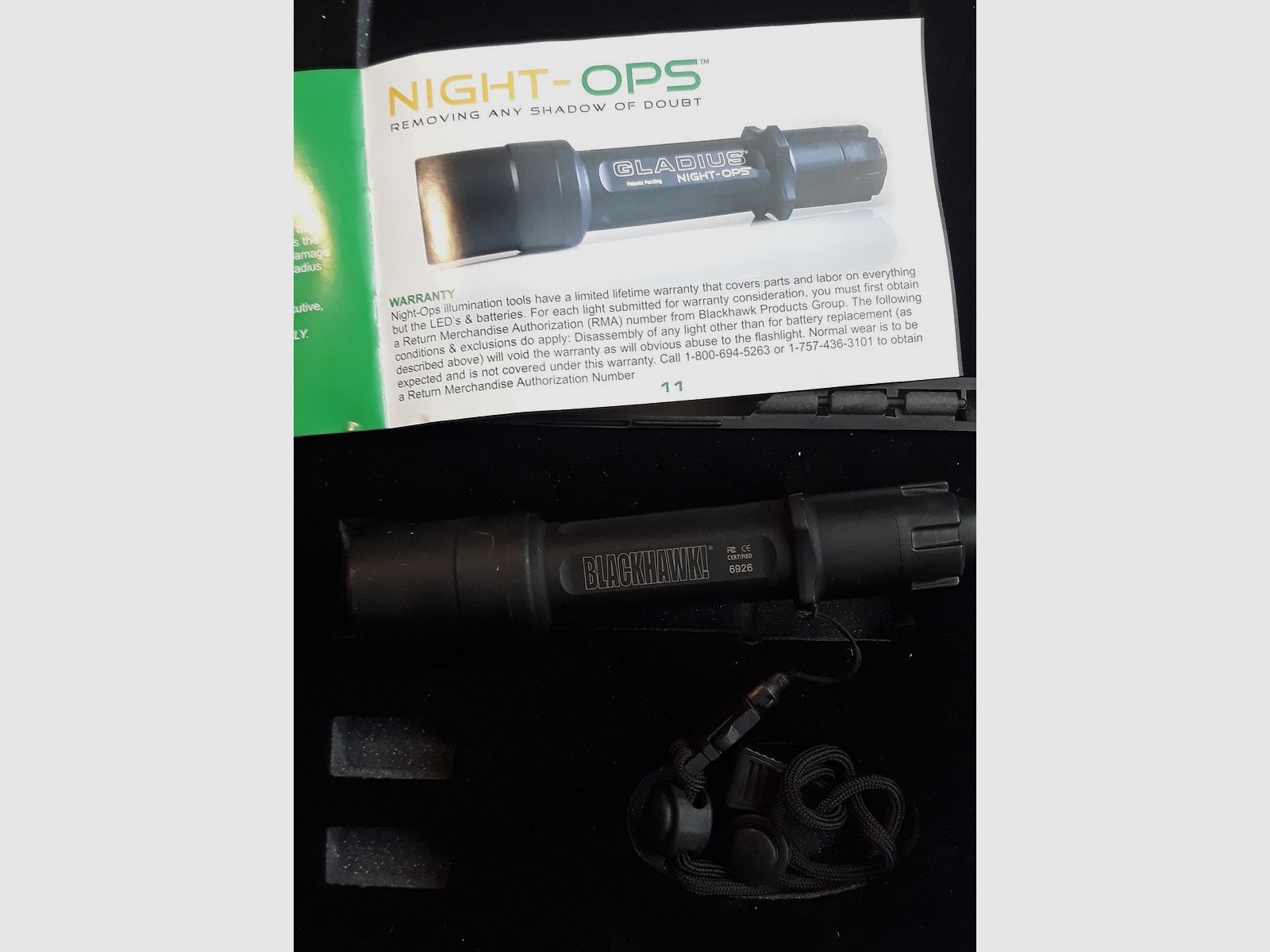 Blackhawk  NIGHT-OPS Taschenlampe  GLADIUS BLACK