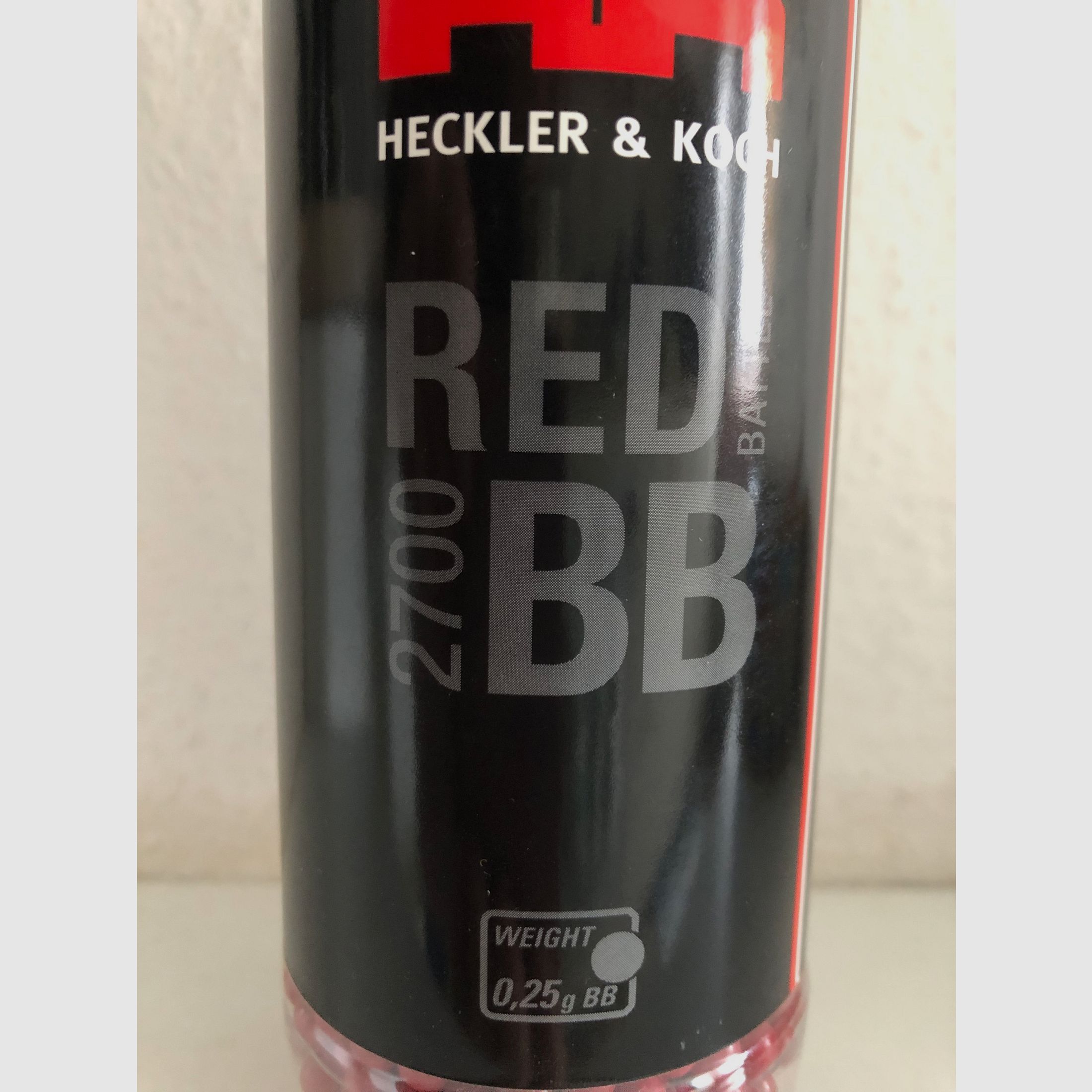 Heckler & Koch, Rote Battle BB's, Fles, 0, 25 g, geopende bijna volle fles (2700 stuks inhoud), Softair