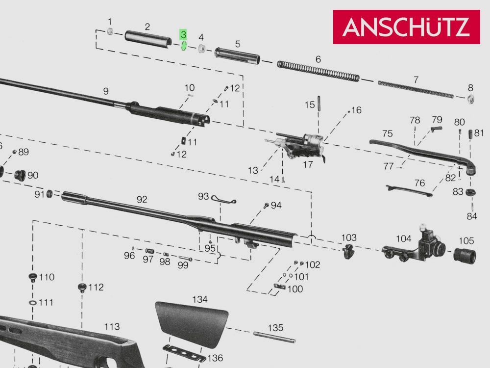 Kolbenring fĂĽr AnschĂĽtz Luftgewehr 380, Ersatzteil