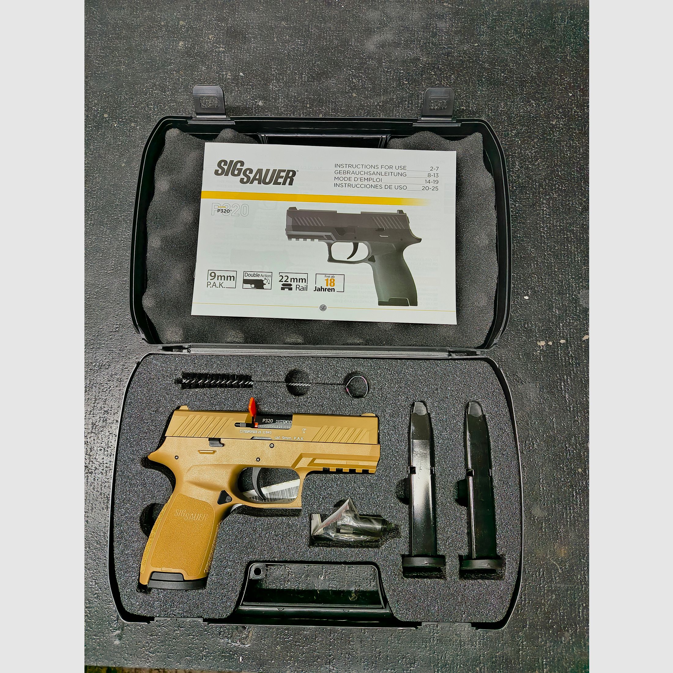 Sig Sauer P320 Ral 8000 / Dark Earth 9mm P.A.K 3 Magazynki