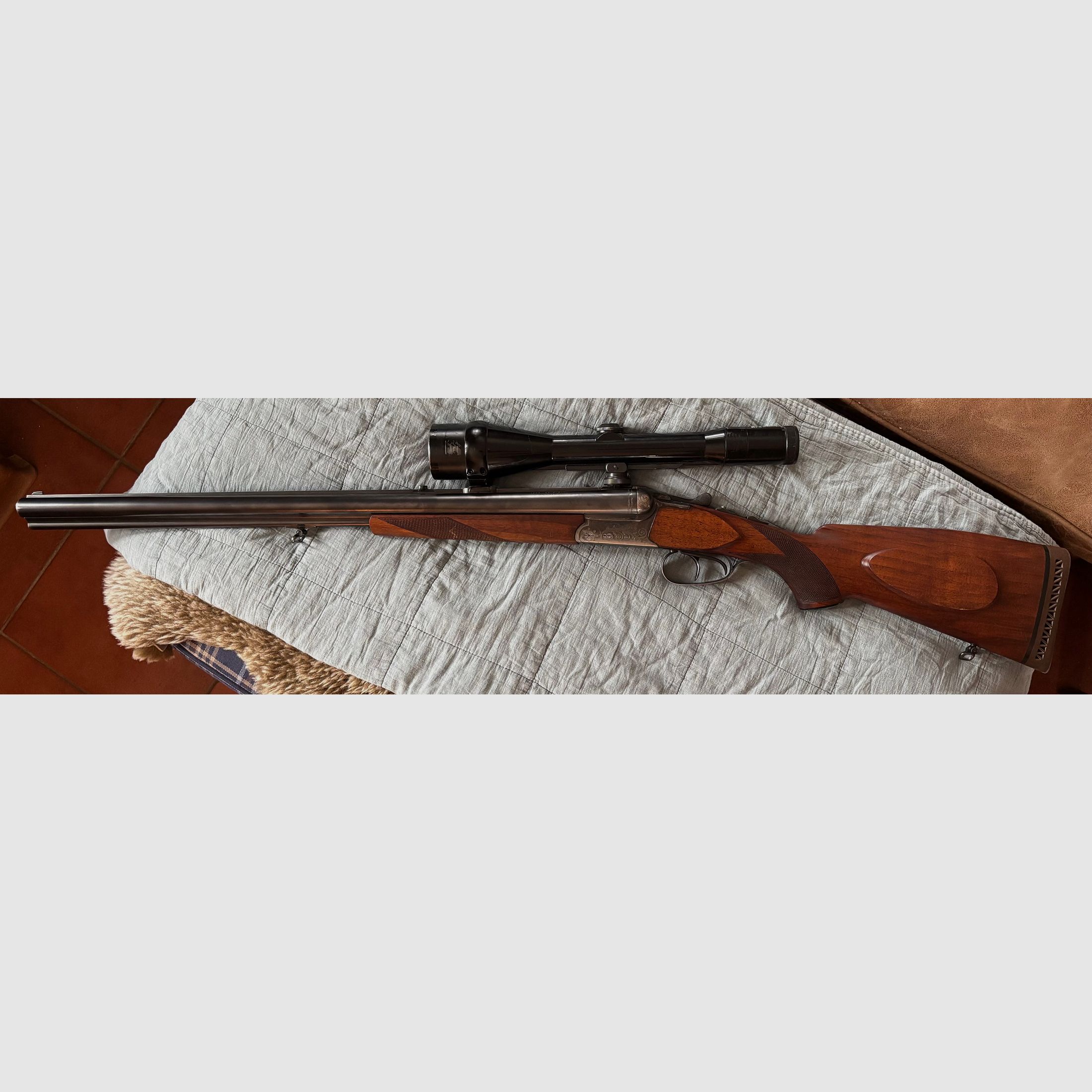 Merkel Drilling mit moderner ZF-Montage und LL-EL im Rehwildkaliber