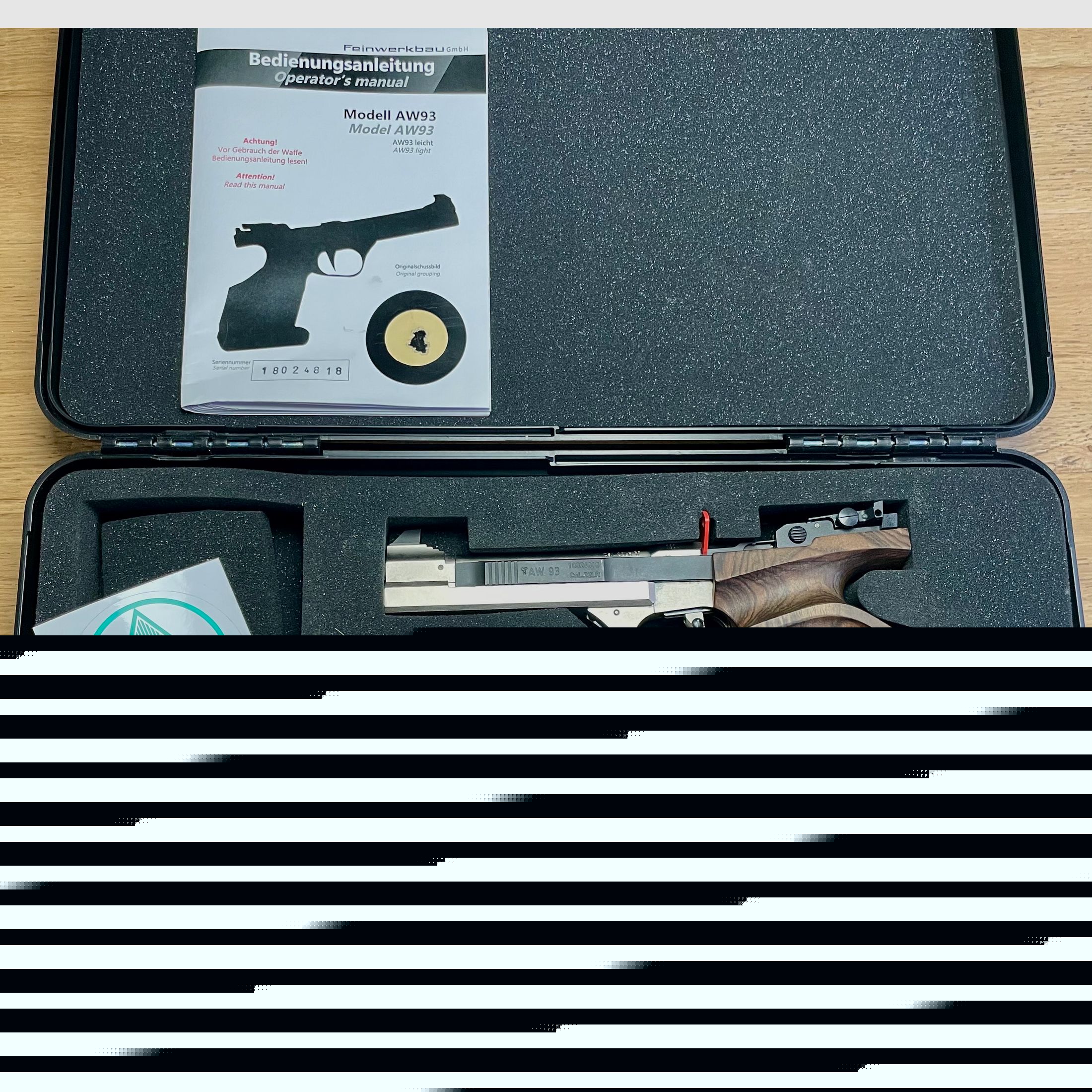 Sportpistole Feinwerkbau AW 93 Kal .22lr - komplett Set