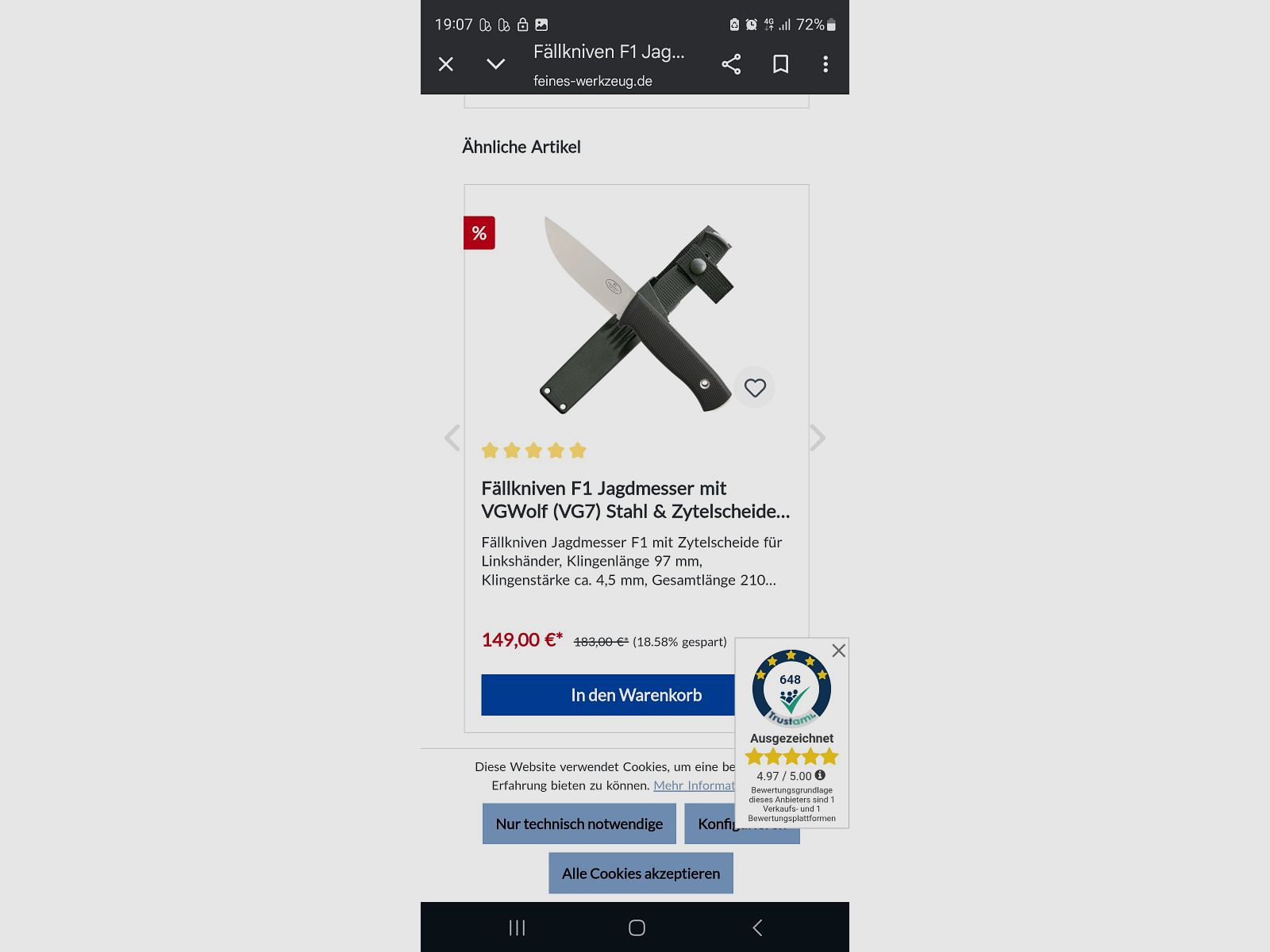 Hunting knife Fällkniven F1