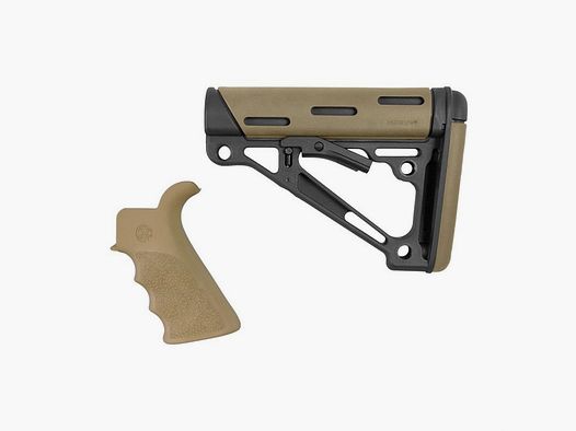 HOGUE FINGER GROOVE GRIP W/COLLAPSIBLE COMMERCIAL HOGUE AR-15 FG BT GRIP& OVERMOLD BUTTSTOCK COLLAPSIBLE COMM FDE