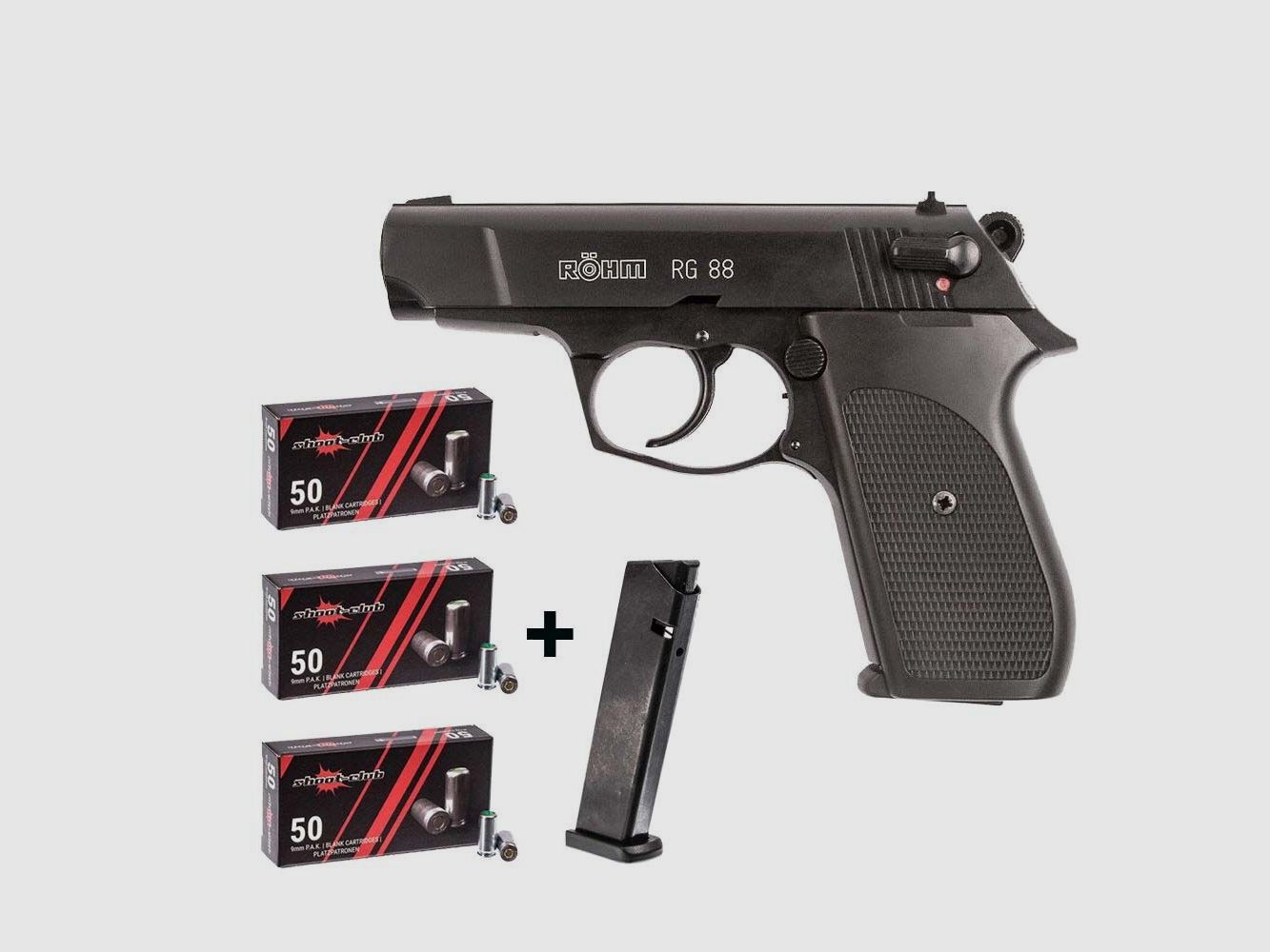 Röhm RG 88 geblauwde 9mm P.A.K. set met knalpatronen, afbeelding 1 van 3