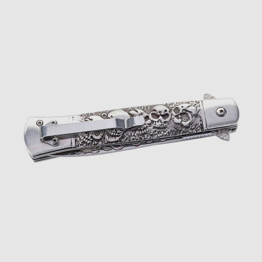 Einhandmesser Skulls Totenkopf Herbertz Stahl AISI 420 KlingenlĂ¤nge 9,7 cm Edelstahlgriff (P18)