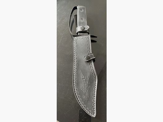 Pakkaholz XL Bowie, Rambo knife outdoor hunting knife, 37.9 cm, 590 grams like new leather sheath