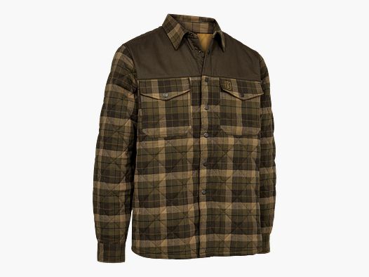 Elbert Lined Shirt Jacket - Brown Check - Size: L