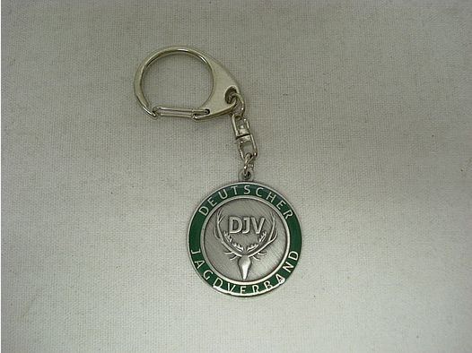 DJV keychain - 30mm, antique silver color, embossed