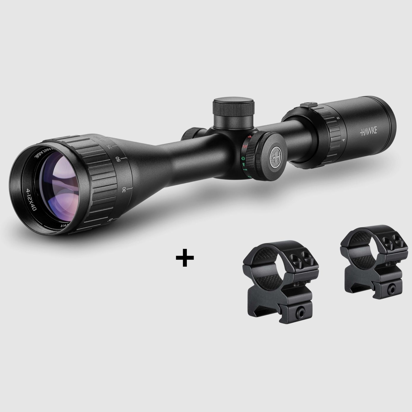 HAWKE 14242-1 Ensemble de lunette de tir VANTAGE 4-12x40 AO RIMFIRE 22 WMR 22113 Montage en anneau 25,4mm central