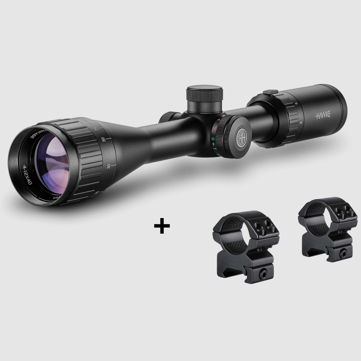HAWKE 14242-1 Ensemble de lunette de tir VANTAGE 4-12x40 AO RIMFIRE 22 WMR 22113 Montage en anneau 25,4mm central