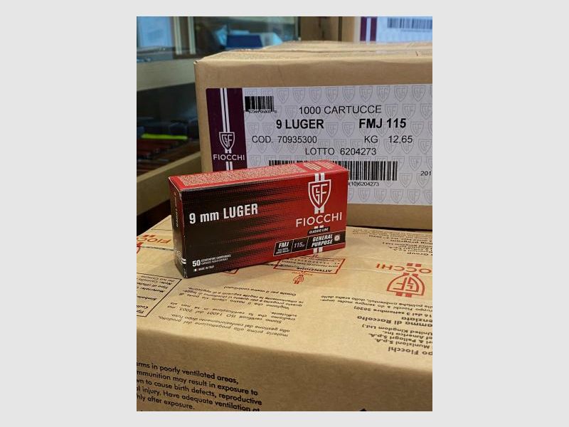 Fiocchi 9mmLuger 115grs FMJ