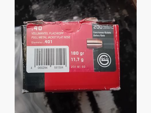 200 Geco Geschosse im Kaliber 40/ 11,7g/180gr. 