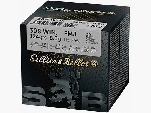 S+B .308 Win. Vollmantel 8,0g/124grs. 50 Stück