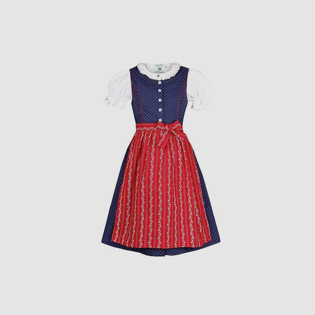 Dirndl per Bambini "I Tradizionali" in Blu Scuro/Rosso, immagine 1 di 2