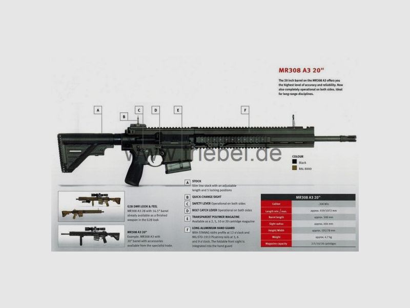 HECKLER & KOCH Selbstladebüchse Mod. MR308 A3 G28 -20' .308Win       Quad-Rail