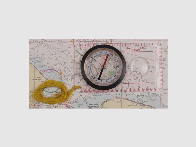 Karten-Kompaß, Plastikgeh., Lupe, Messeinrichtung