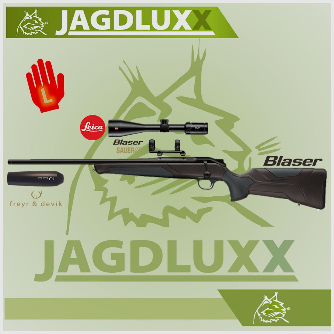 Blaser R8 Professional 2.0 Zurdo Negro Marrón Set + Leica Amplus 6 + freyr & devik SD