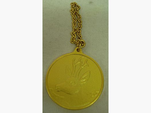 Jagdmedaille Rehbock Gold - 40 mm mit Ring & Öse vergoldet