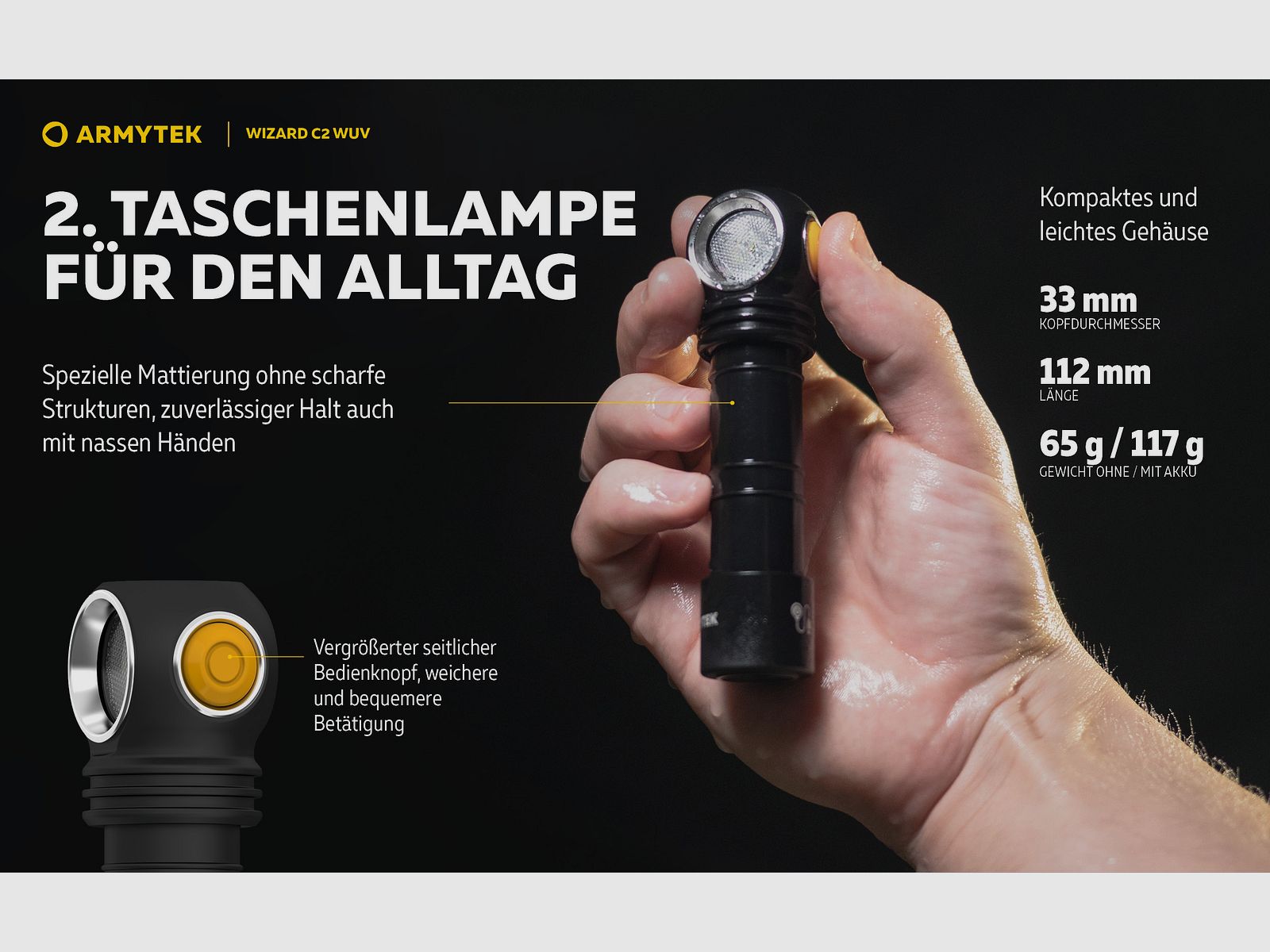 UV Stirnlampe | Taschenlampe Armytek Wizard C2 WUV – für Jagd / Outdoor / Camping, Bild 20 von 23