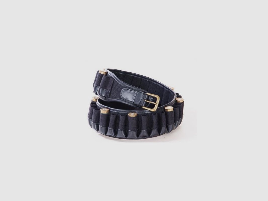 Geweerpatroon tas in zwart cordura en leer 30 cellen Buffetteria Spadoni