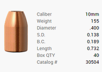 Barnes Pocisk 10mm/.400 155GR M/LE Tac-XP Pistolet FB 40 sztuk