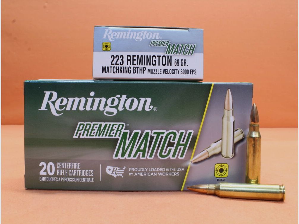 Remington cartucho .223Rem Remington 69grs BTHP (RM223R1) VE 20 cartuchos (Premier Match) Matchking/ 4,47g punta hueca torpedo trasera match
