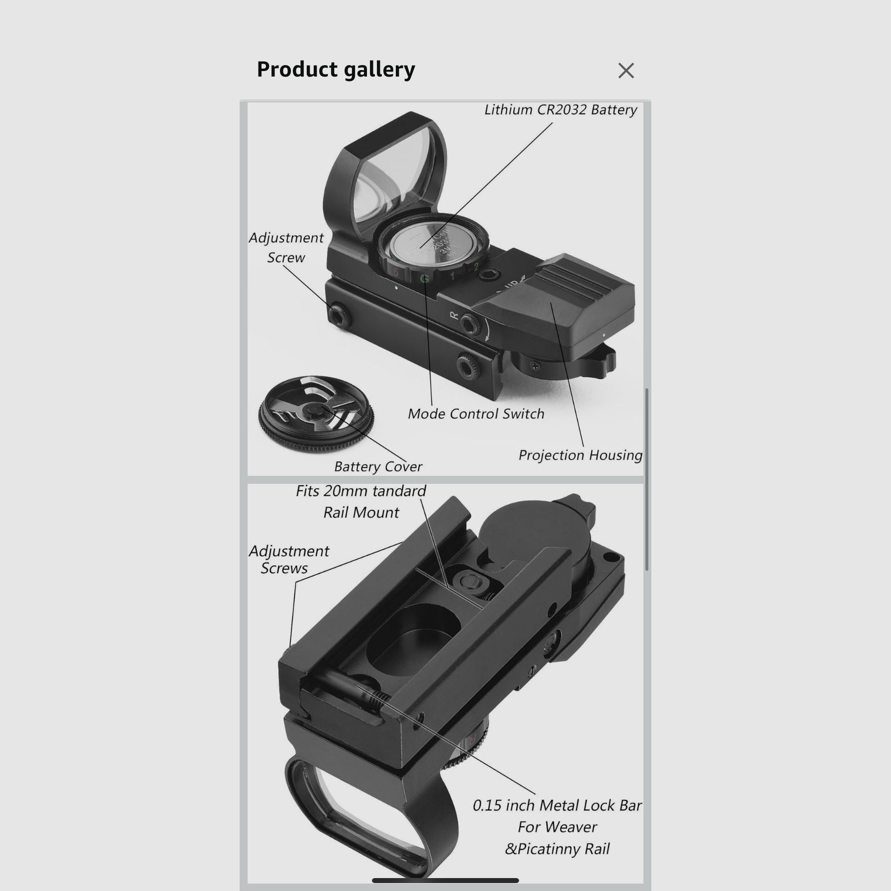 Rotpunktvisier, Rotpunktreflexvisier, Rot-Grün mit taktischen 4 Absehen für 20mm/22mm Weaver- oder Picatinny-Schienen Systeme