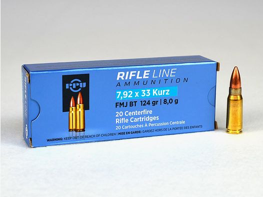 PPU 7.92 x 33 short, full metal jacket 123 grs 1 pack (20 shots at €1.11*)