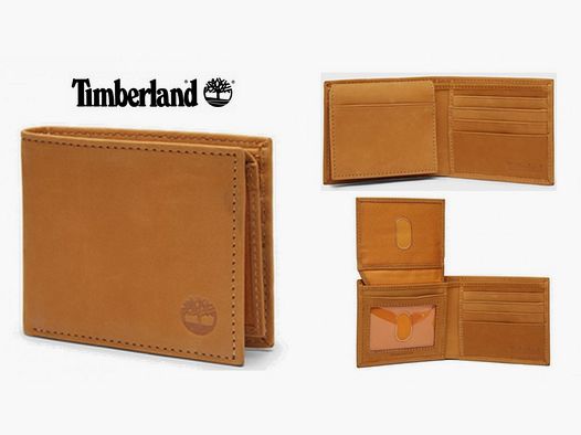 TIMBERLAND Portafoglio con Portatessere in Nabuk colore senape