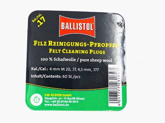 Reinigungstampons BALLISTOL Kal. 4,5mm Druckluft