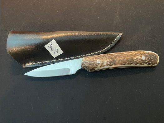 Jagdmesser, Gürtelmesser, Hirschhorn, Lederscheide schwarz