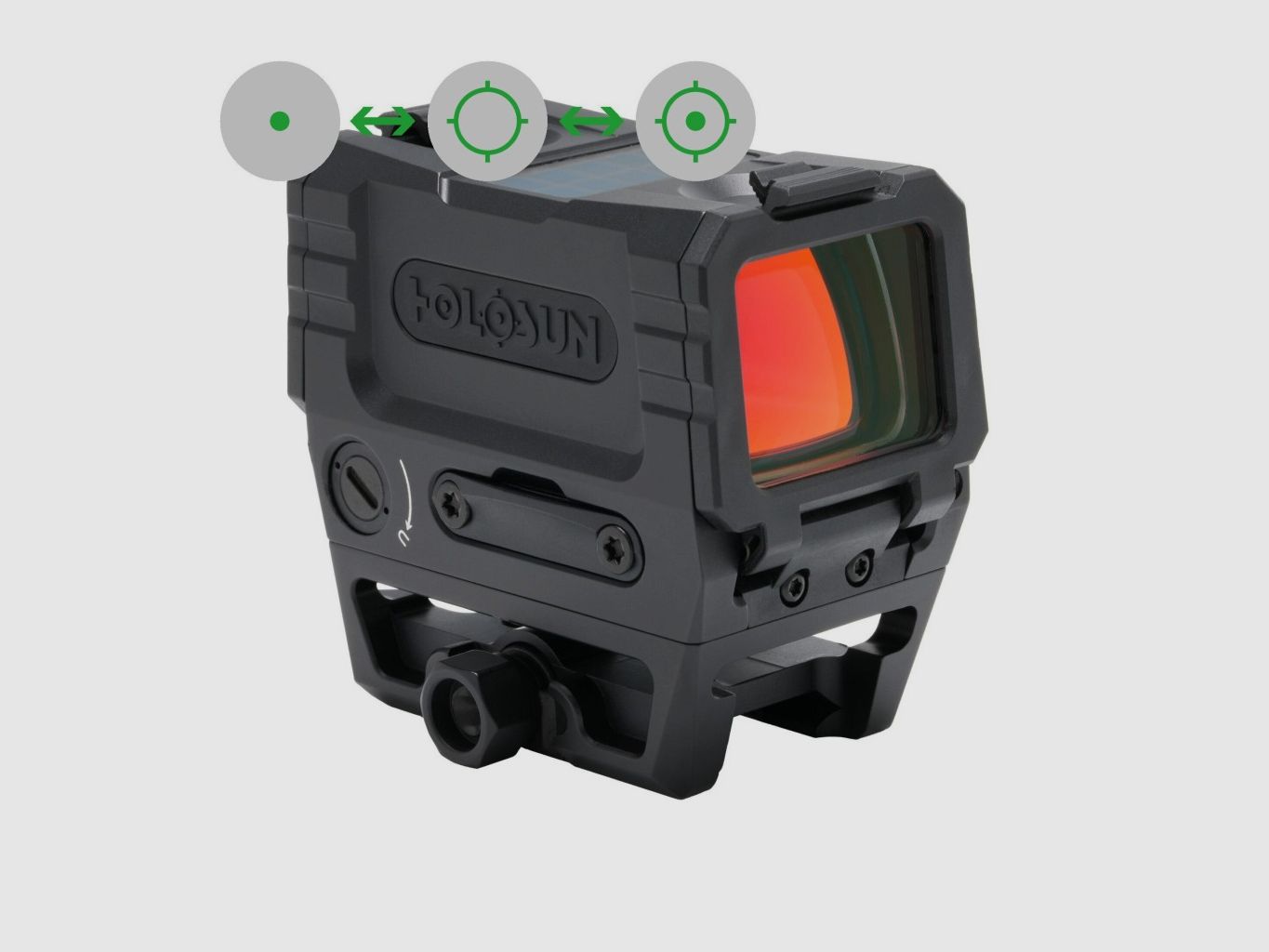 Holosun Reflexvizier AEMS-EVO-GR met groene verwisselbare richtkruis: 2MOA punt & 65MOA cirkelpunt, afbeelding 1 van 3