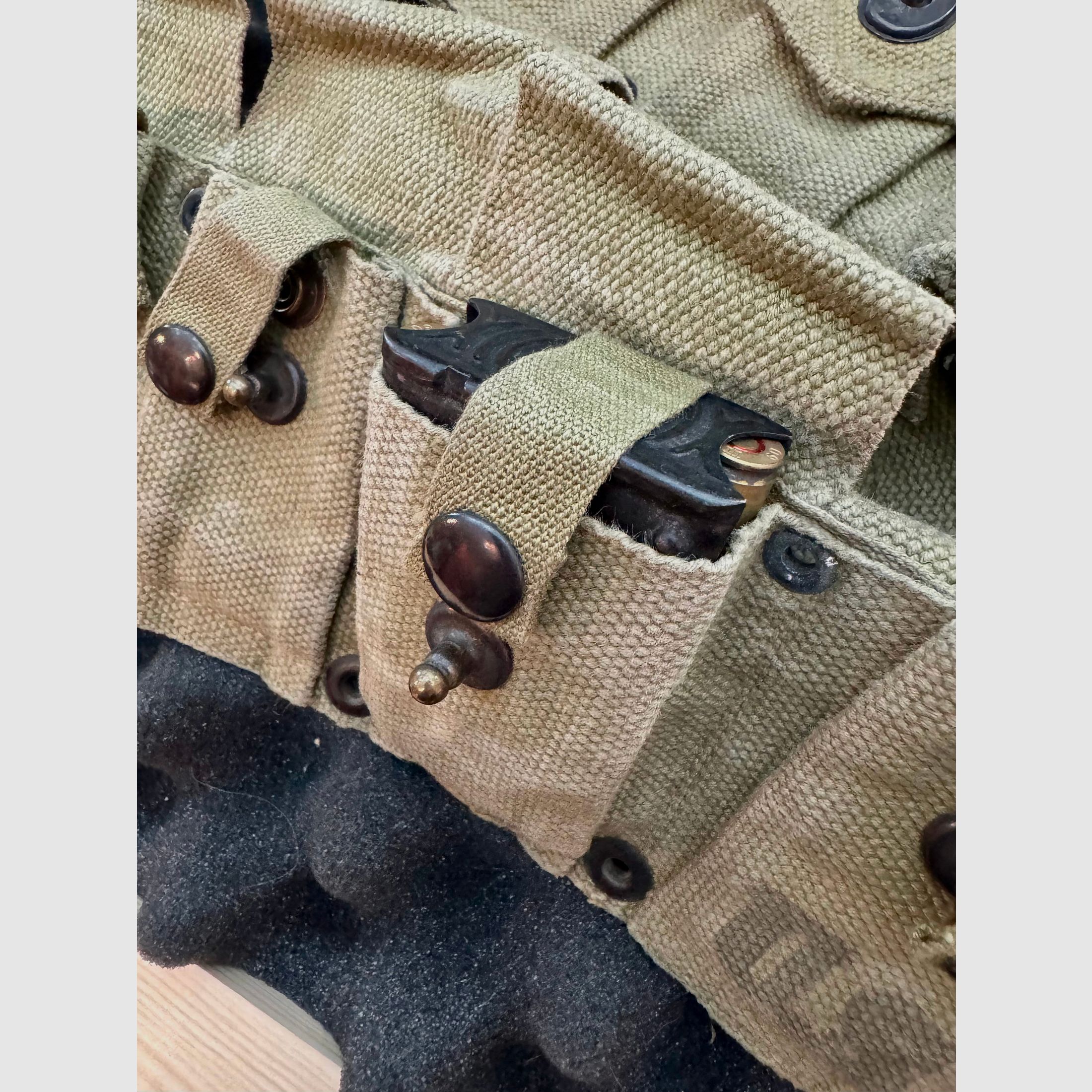 M1 Garand Patronengürtel US-Gürtel M-1923 M1 Garand, 1942, inkl. Munitionsclips (10 Stück, 8 Schuss Ladeclip WK II)