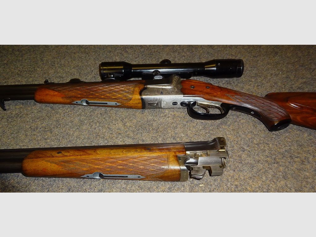 BBF /BDF  HEYM Mod. 88 7x57R +16/70 mit Wechsellauf auf BDF 16/70. Mit "Kaps" ZF 4fach. EU wide shipment