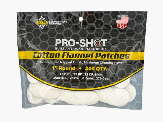 PRO SHOT 1" runde Baumwoll-Patches .22 - .270 Kal