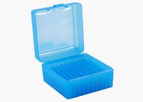 MTM Patronenbox RS-100-24 blau klar mit Klappdeckel f. 100 Patronen .223 u.w.
