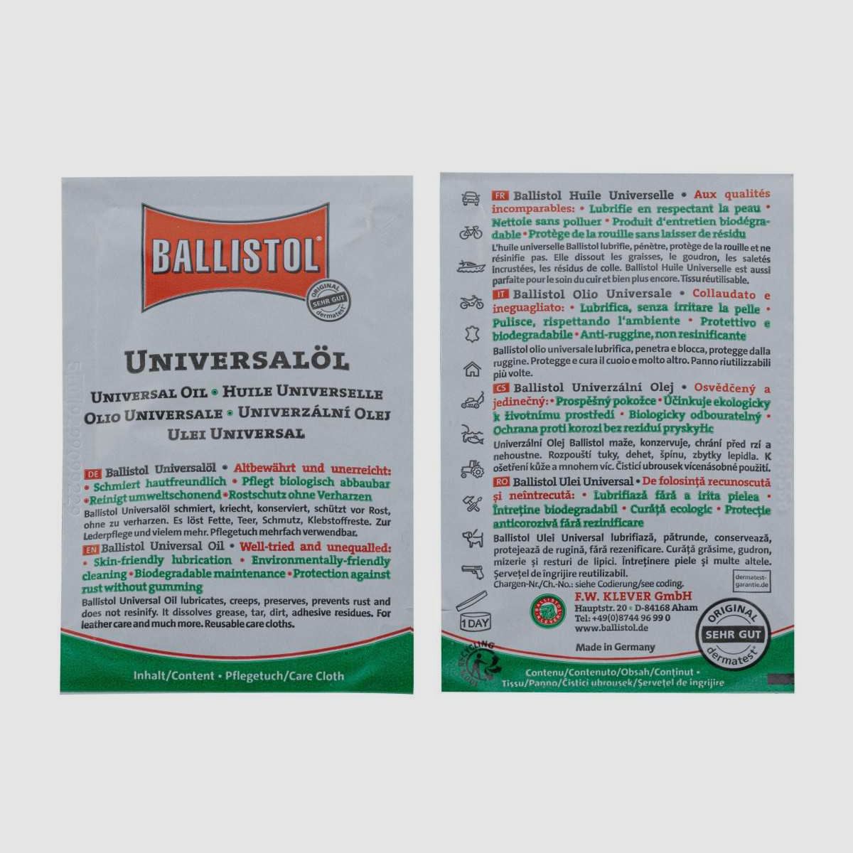Packung mit 10 Universalöl-Tüchern - Ballistol, Bild 2 von 2