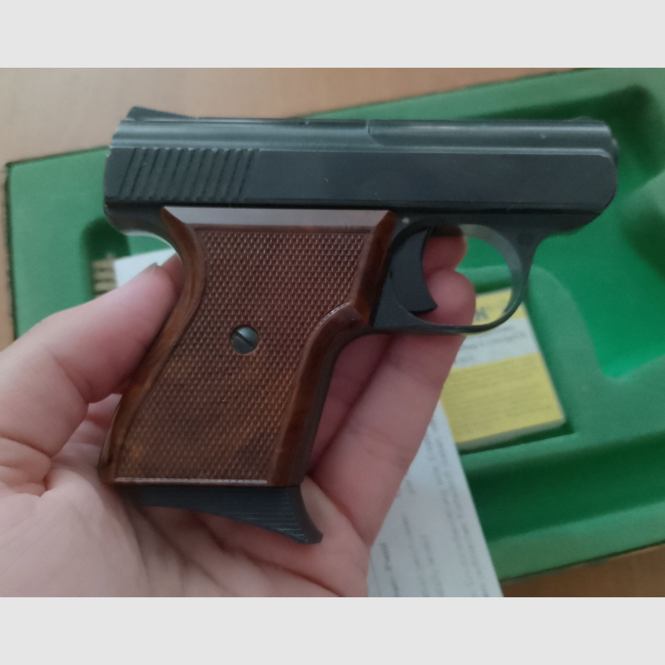 Alte Rhöner SM 15 Kal. 8 mm Knall im PTB 83/2 mit Verpackung!