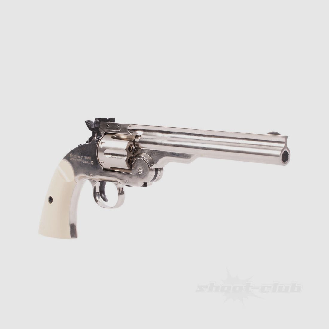 ASG Schofield Revólver CO2 6 pulgadas 4,5mm Diabolo / Plata y Marfil