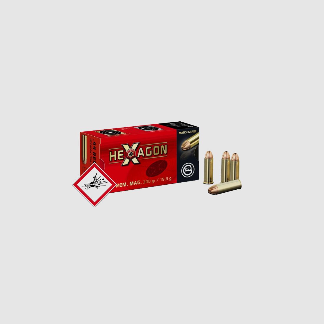 Geco Hexagon revolver cartridge cal. .44 Rem Mag 300grs.