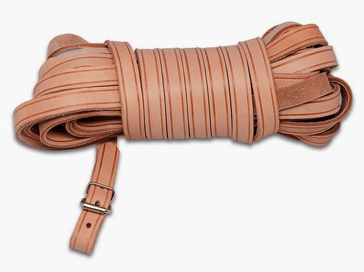 Mystique Flat leather tracking leash 14mm 6m nature