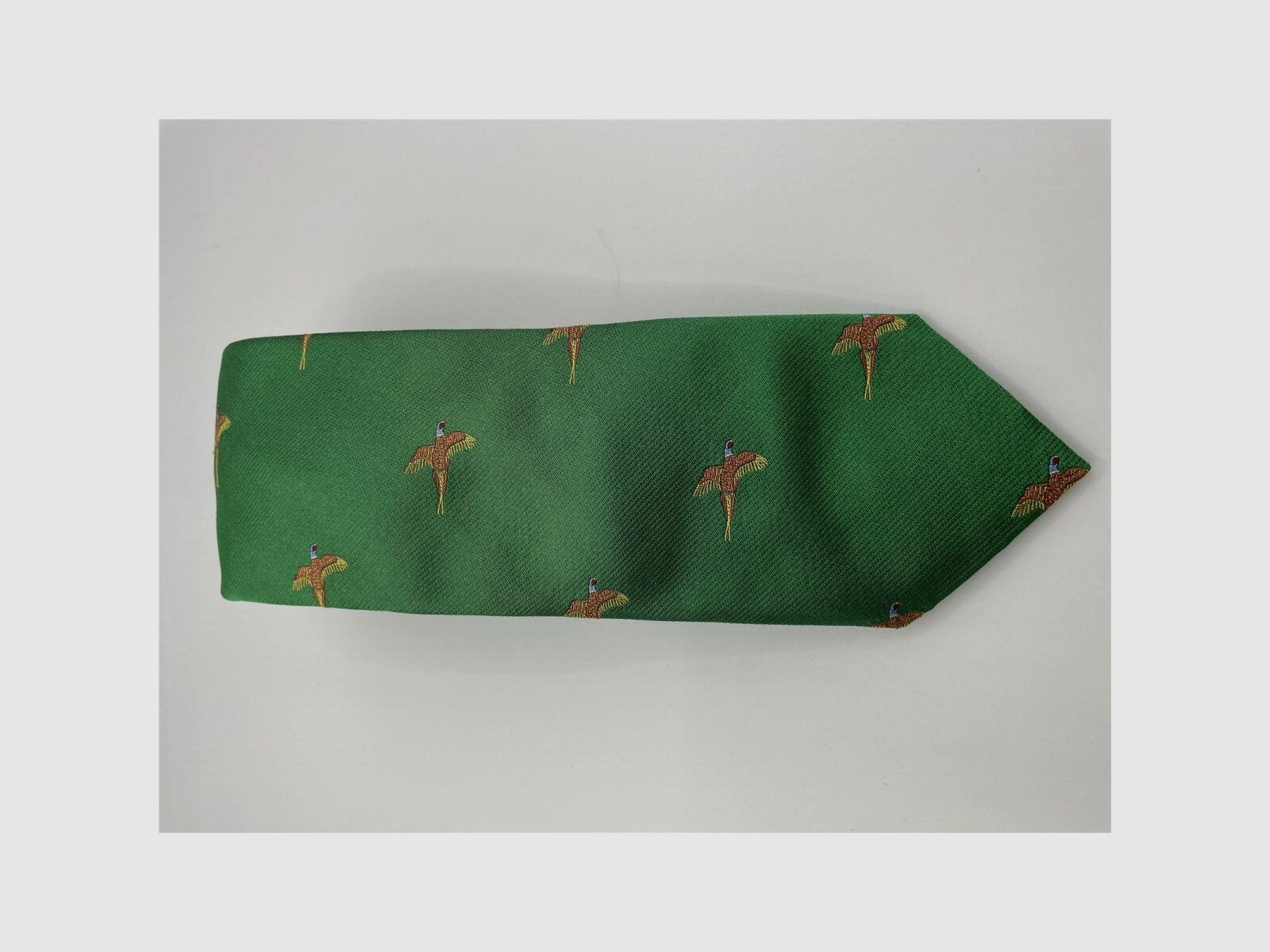 Krawat zielony z motywem bażanta