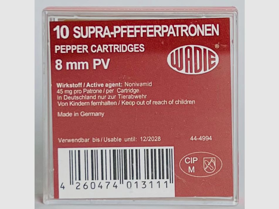 Cartouches à gaz 8 mm P.A.K. pour pistolets 10 pièces.