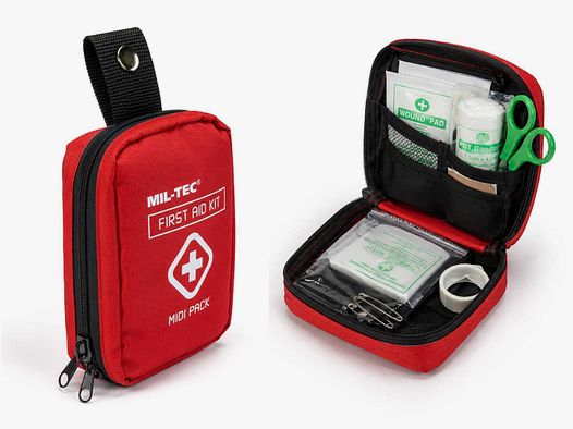 Mil-Tec First Aid Pack Mini Red #16025810 | Compact First Aid Kit Outdoor