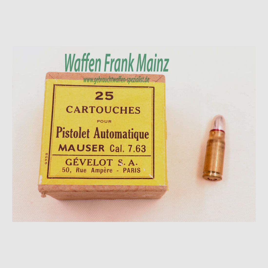 Gevelot, France Pistol Ammunition/C96 7.63 Mauser