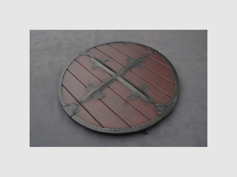 Schild rund mit Metall Beschlägen Wikinger Mittelalter, LARP, Festivals